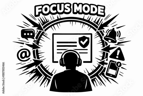 Person wearing headphones in focus mode blocking out digital distractions