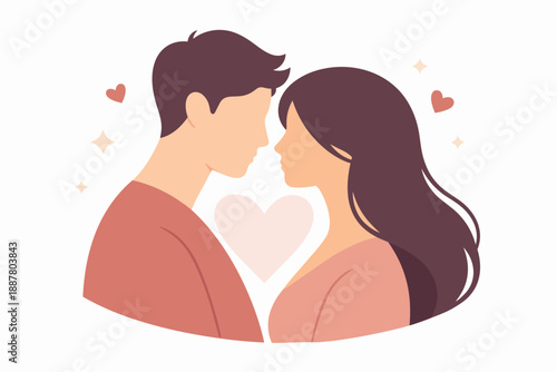 Young couple displaying affection and connection, celebrating love and romance