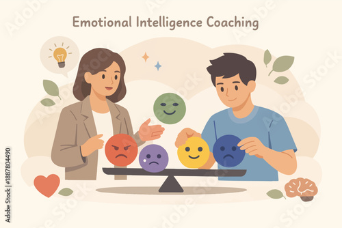 Emotional intelligence coaching balancing feelings for mental health wellbeing