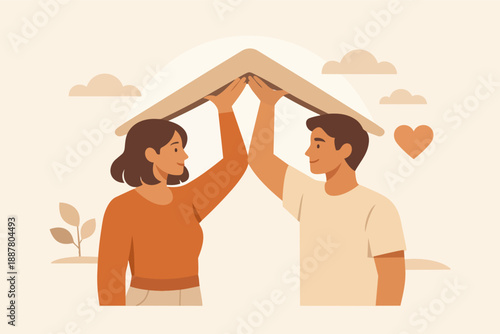 Couple creating a home symbolizing family protection, security, and partnership