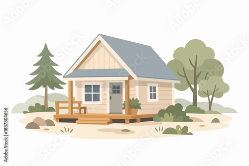 Tiny house in nature offering secluded retreat and sustainable living concept