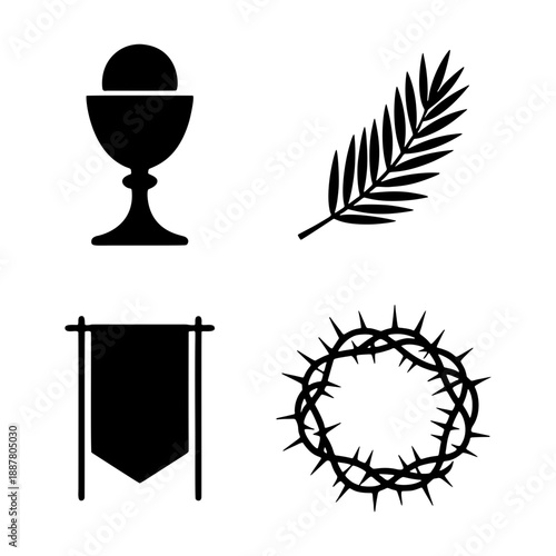 Symbolic Collection: A collection of spiritual icons, carefully composed and presented in a symbolic graphic, representing the core elements of faith, with an air of reverence.