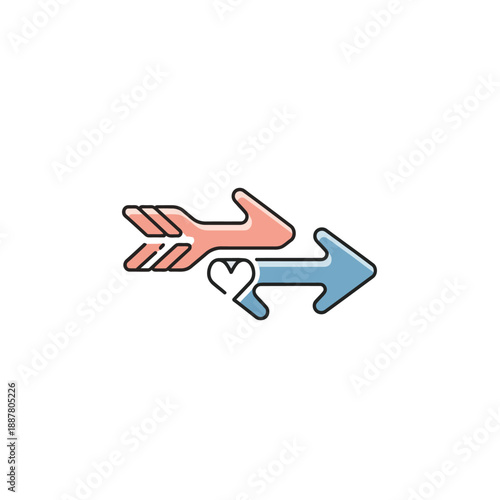 Heart with opposing arrows symbol.