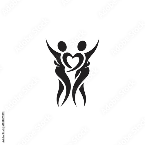 Two People Embracing Heart Shape.