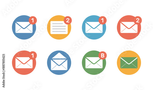 Simple Mail Icon Pack with Email Symbols Flat Vector EPS10