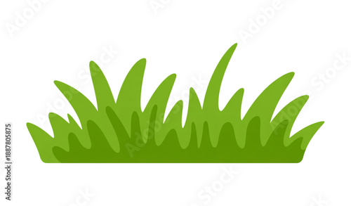Flat Green Grass Elements Vector Set with Minimal Organic Shapes Isolated on White