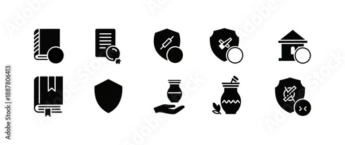 Collection of Insurance and Security Icons for Digital and Print Media Applications