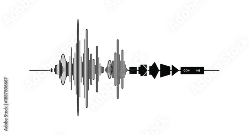 Sound wave audio visualizer music waveform graphic equalizer on white background digital sound pattern