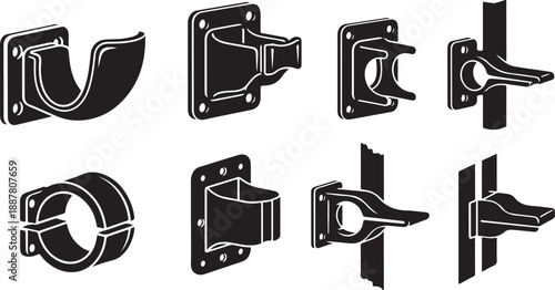 Various door handle designs and hardware components collection
