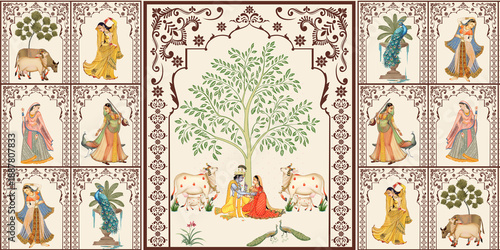 Konstfotografi PICHWAI RADHA KRISHNA BRINDABAN THEME DESIGN