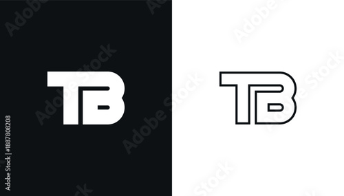 minimal bold connected alphabet letter tb logo design