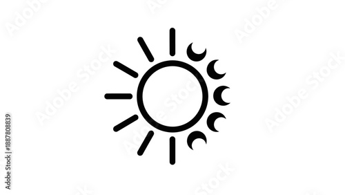 Sun with lunar phases icon symbol.
