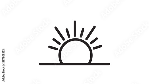 Simple black line sunrise icon symbol.