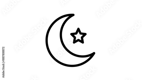 Crescent Moon and Star Icon.