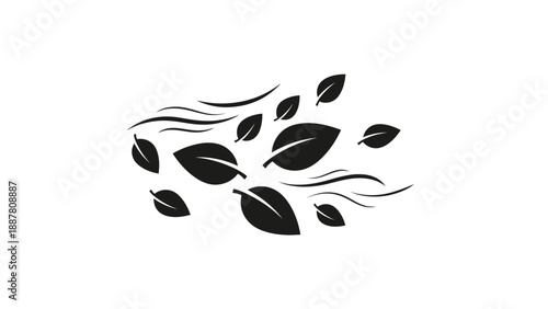 Black Leaves Blowing in Wind.