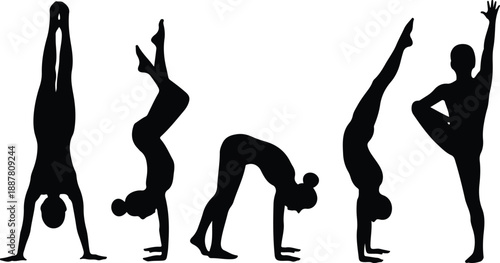 Gymnastics Silhouette Icon Pack Handstands, Flips, and Dynamic Athletic Poses