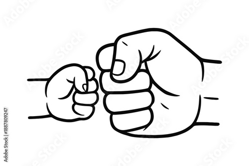 Parent Child Fist Bump Minimal Line Art
