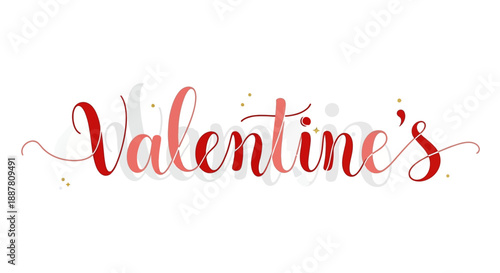 Elegant red and pink calligraphy script spells out the word Valentine's Day decoration on a white background.