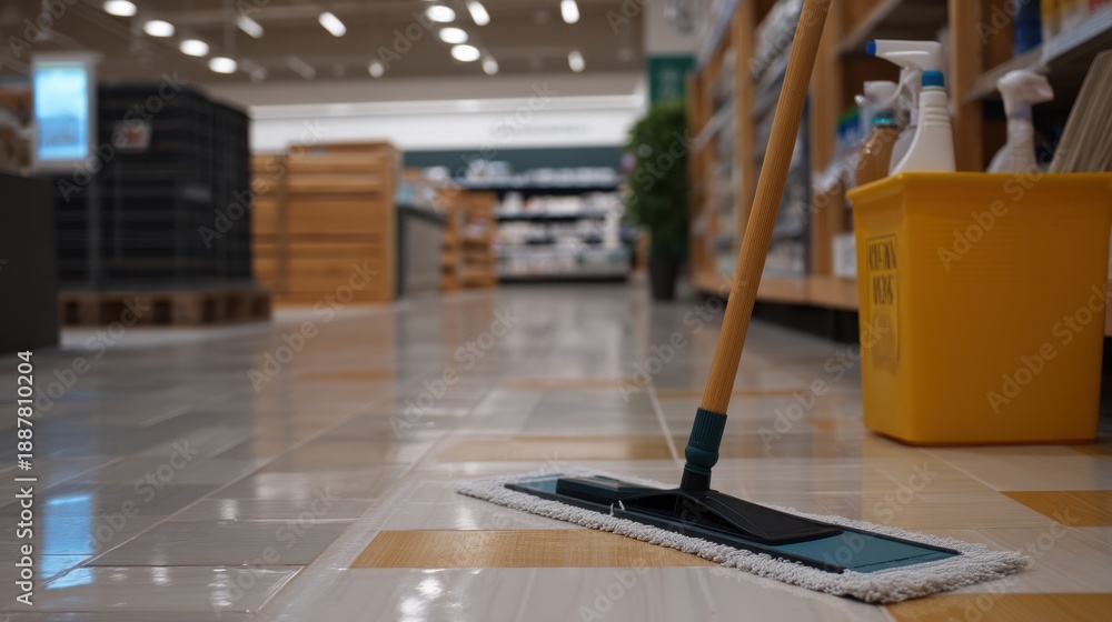 custom made wallpaper toronto digitalClean and Organized Store Aisle with Mop and Cleaning Supplies in Display