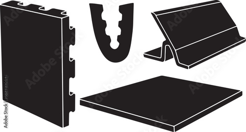Black tablet stand and holder in various positions shown