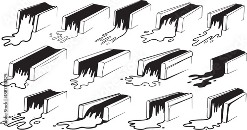 Melting Objects in Various Stages of Liquid Flow Illustration