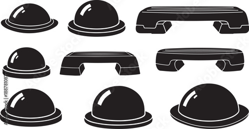 Vector illustration of various cloche domes and serving dishes