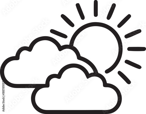 A vector illustration set of cloud computing speech bubbles featuring weather icons like the sun and rain as communication symbols for internet messages and web design elements