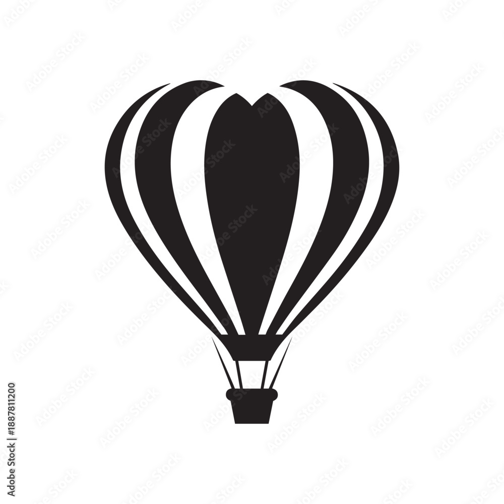 Obraz premium Romantic Heart Shaped Hot Air Balloon Silhouette for Valentine Day Travel and Wedding Adventure Designs