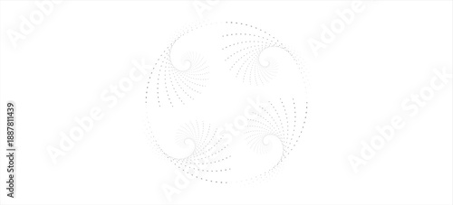 Vector dotted speed lines in vortex form. Geometric art. Segmented circle. Arc lines. Trendy design element for frame, round logo, sign, symbol, web, prints, posters, template, pattern, backdrop