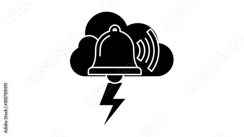 Alarm bell with lightning storm warning.