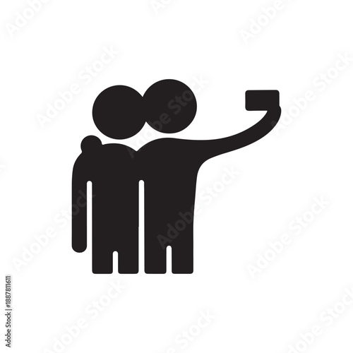 Silhouette of Two Best Friends Taking a Selfie Together for Social Media and Friendship Concept Designs
