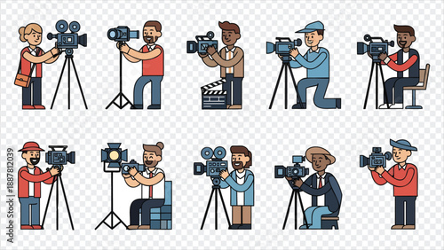people operating film and video cameras