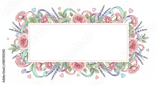 Wallpaper Mural Floral Frame Template with Roses and Lavender Torontodigital.ca