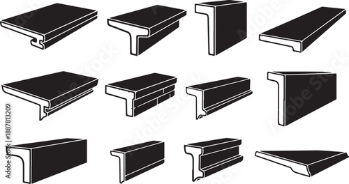 Various Architectural Moulding and Trim Profiles Illustrated in Black