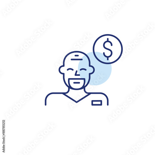 Doctor and dollar. Medical service cost, healthcare payment, consultation expense. Pixel perfect, editable stroke vector icon