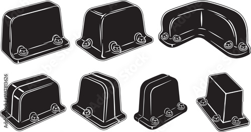 Set of black and white furniture corner protectors illustration