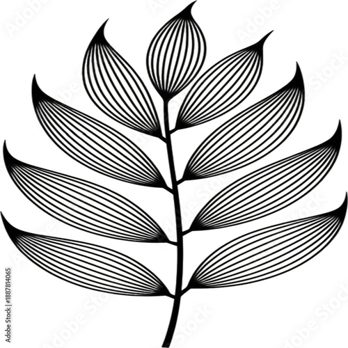 Black and white butterfly with decorative leaves in a seamless floral vector pattern