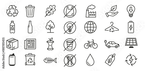 Eco friendly icons for sustainable living and green environment