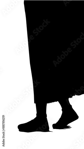 Vector drawing. A feet walking on the ground