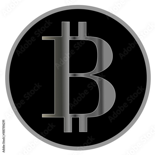 Jeton BTC noir et argenté