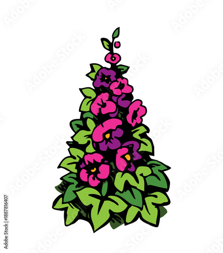 A bush of mallows. Vector illustration