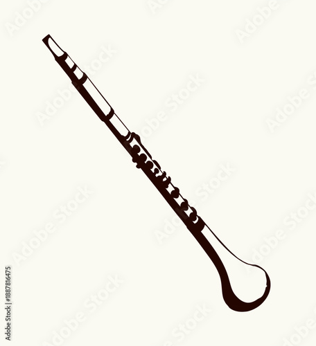 Vector line drawing of clarinet