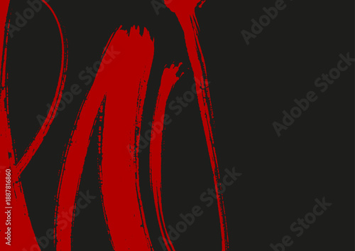 Bold red ink brush strokes on black background creating expressive abstract art, ideal for modern design, minimal visuals, and artistic concepts.