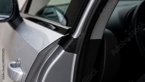 Modern car interior with sleek door and dashboard design.