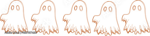 Cute hand drawn ghost illustration set featuring spooky cartoon ghosts Halloween doodle characters isolated simple line art vector design elements