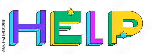 Explore playful 3D text design. Discovery feature. Browsing functionality. Site exploration. Navigation. Multicolor block letters. Retro funky style with stars. Pop culture. Montserrat font used