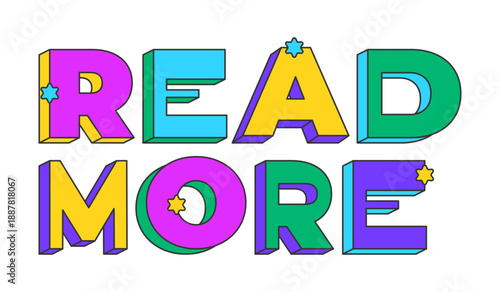 Apply now playful 3D text design. Application submission. User enrollment subscription. Job portal. Multicolor block letters. Retro funky style with stars. Pop culture. Montserrat font used