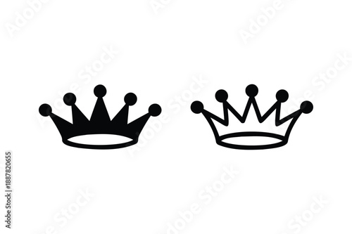 Two Black Crowns with Jewels on White Background