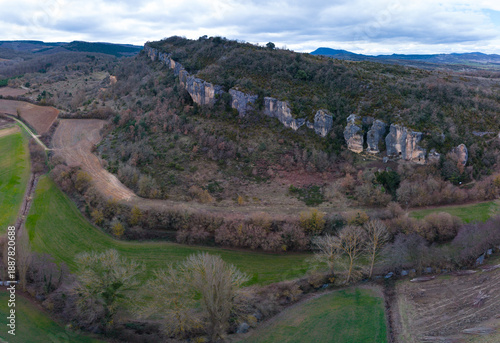 Aerial view from a drone of the artificial caves called 