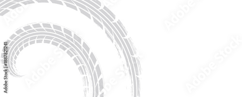 Grunge tire track, wheel braking marks. Truck, car or motorcycle tread pattern silhouette. Auto race, motorsport, speed racing design element. vector eps10